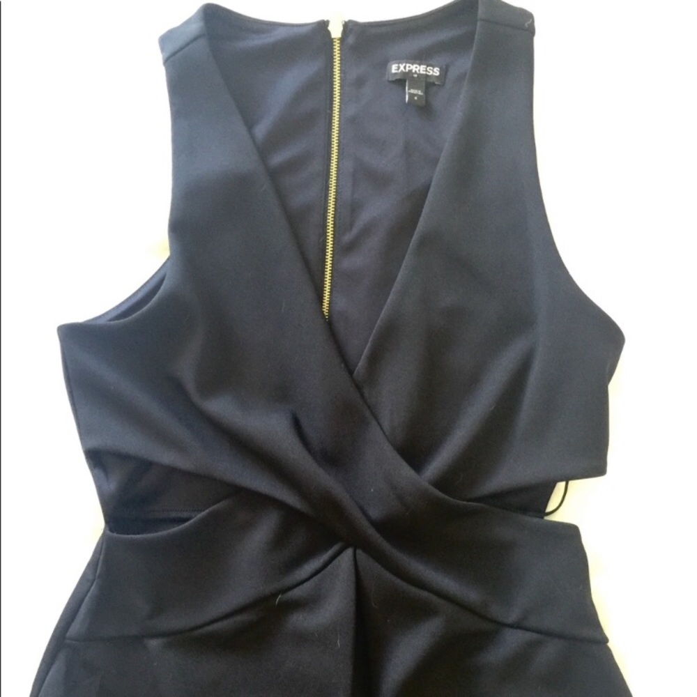 Black cross cross cutout cocktail dress